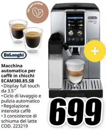 MediaWorld DeLonghi Macchina automatica per caffè in chicchi ECAM380.85.SB offerta