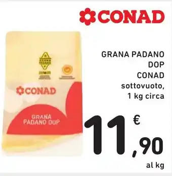 Spazio Conad GRANA PADANO DOP CONAD sottovuoto, 1 kg circa offerta