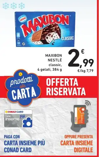 Spazio Conad MAXIBON NESTLÉ classic, 4 gelati, 384 g offerta