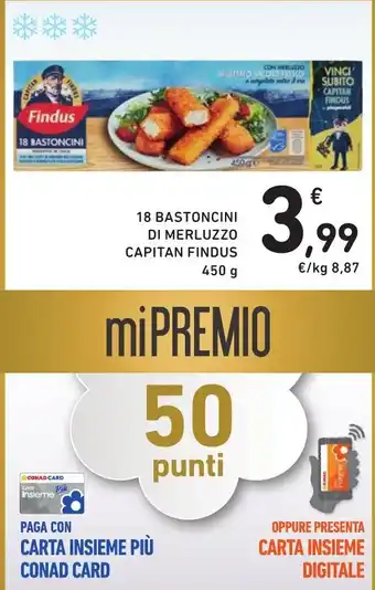 Spazio Conad 18 BASTONCINI DI MERLUZZO CAPITAN FINDUS 450 g offerta