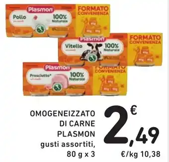 Spazio Conad OMOGENEIZZATO DI CARNE PLASMON DI CARNE PLASMON gusti assortiti, 80 g x 3 offerta