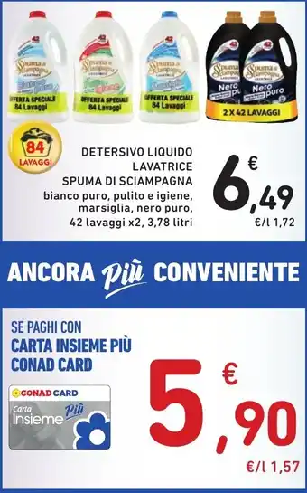 Spazio Conad DETERSIVO LIQUIDO LAVATRICE SPUMA DI SCIAMPAGNA offerta