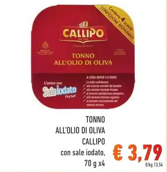 Spazio Conad TONNO ALL'OLIO DI OLIVA CALLIPO 70 g x 4 offerta