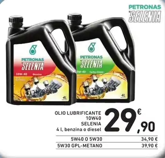 Spazio Conad OLIO LUBRIFICANTE 10W40 SELENIA 4 l offerta