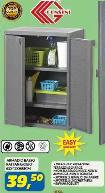 Risparmio Casa ARMADIO BASSO RATTAN GRIGIO 65X45XH88CM offerta