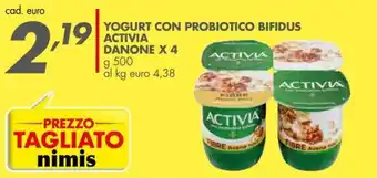 YOGURT CON PROBIOTICO BIFIDUS ACTIVIA DANONE X 4 g 500