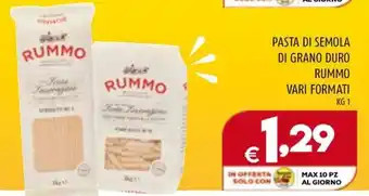 Il Centesimo PASTA DI SEMOLA DI GRANO DURO RUMMO VARI FORMATI KG 1 offerta