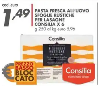 Italmark PASTA FRESCA ALL'UOVO SFOGLIE RUSTICHE PER LASAGNE CONSILIA X 6 g 250 offerta