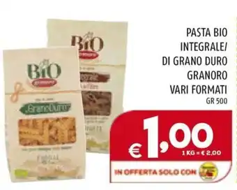 Il Centesimo PASTA BIO INTEGRALE/ DI GRANO DURO GRANORO VARI FORMATI GR 500 offerta