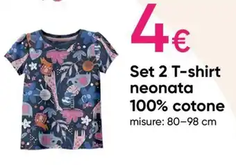 Pepco Set 2 T-shirt neonata 100% cotone misure: 80-98 cm offerta