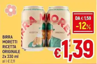 A&O BIRRA MORETTI RICETTA ORIGINALE 2x 330 ml offerta