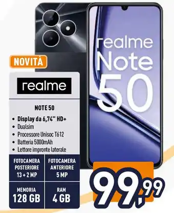 Unieuro realme NOTE 50 offerta
