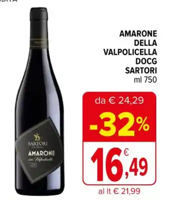Iperal AMARONE DELLA VALPOLICELLA DOCG SARTORI ml 750 offerta