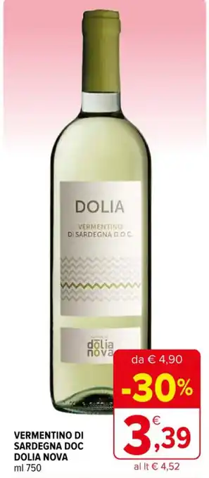 Iperal VERMENTINO DI SARDEGNA DOC DOLIA NOVA ml 750 offerta