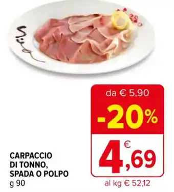 Iperal CARPACCIO DI TONNO, SPADA O POLPO g 90 offerta