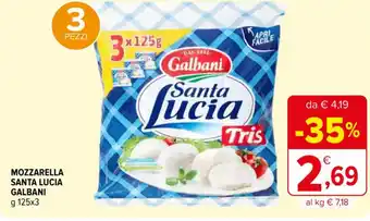 Iperal MOZZARELLA SANTA LUCIA GALBANI g 125x3 offerta