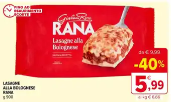 Iperal LASAGNE ALLA BOLOGNESE RANA g 900 offerta