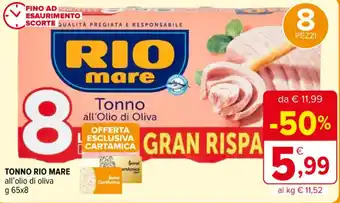 Iperal TONNO RIO MARE all'olio di oliva g 65x8 offerta