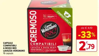 Iperal CAPSULE COMPATIBILI A MODO MIO LAVAZZA VERGNANO 16 capsule offerta