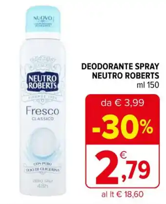 Iperal DEODORANTE SPRAY NEUTRO ROBERTS ml 150 offerta