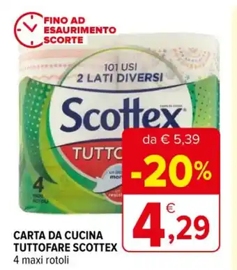 Iperal CARTA DA CUCINA TUTTOFARE SCOTTEX 4 maxi rotoli offerta