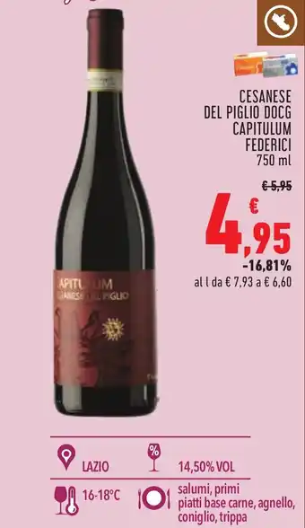 Conad CESANESE DEL PIGLIO DOCG CAPITULUM FEDERICI 750 ml offerta