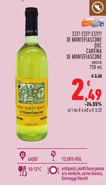 Conad EST! EST!! EST!!! DI MONTEFIASCONE DOC CANTINA DI MONTEFIASCONE secco 750 ml offerta