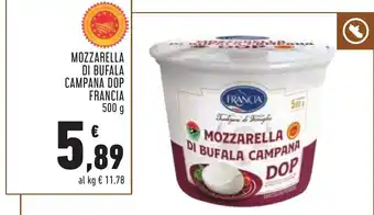 Conad MOZZARELLA DI BUFALA CAMPANA DOP FRANCIA 500 g offerta