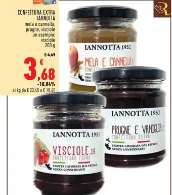 Conad CONFETTURA EXTRA IANNOTTA mela e cannella, prugne, visciole 200 g offerta