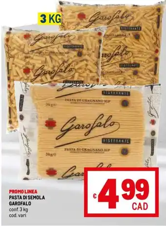 Metro PASTA DI SEMOLA GAROFALO conf.3 kg offerta