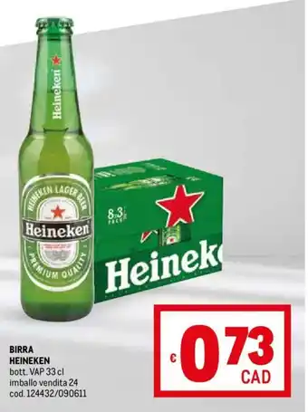Metro BIRRA HEINEKEN bott. VAP 33 cl offerta