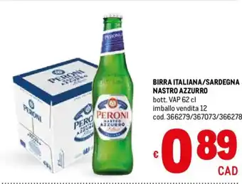 Metro BIRRA ITALIANA/SARDEGNA NASTRO AZZURRO bott. VAP 62 cl offerta