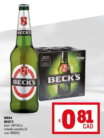Metro BIRRA BECK'S bott. VAP 60 cl offerta