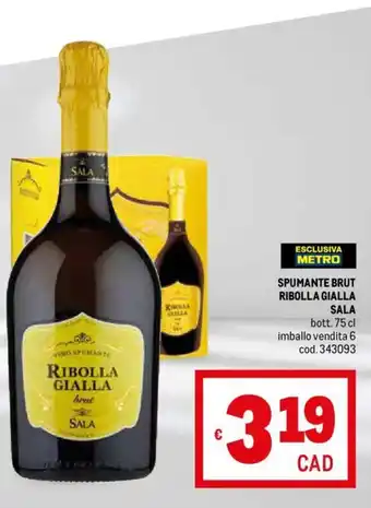 Metro SPUMANTE BRUT RIBOLLA GIALLA SALA bott. 75 cl offerta