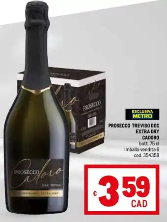PROSECCO TREVISO DOC EXTRA DRY CADORO bott. 75 cl