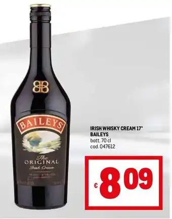 IRISH WHISKY CREAM 17° BAILEYS bott. 70 cl