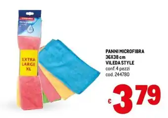Metro PANNI MICROFIBRA 36X38 cm VILEDA STYLE conf.4 pezzi offerta