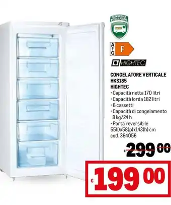 Metro CONGELATORE VERTICALE HKS185 HIGHTEC offerta