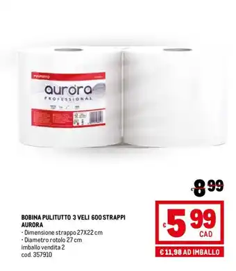 Metro BOBINA PULITUTTO 3 VELI 600 STRAPPI AURORA offerta