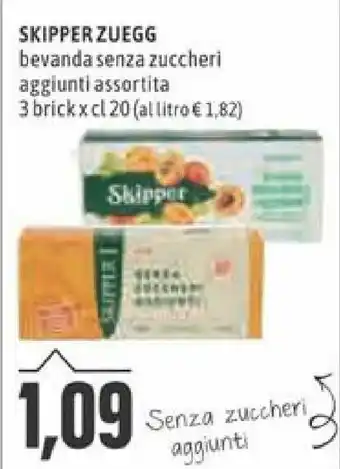 Skipper Zuegg bevanda Senza zuccheri aggiunti assortita 3 brick x 20 cl