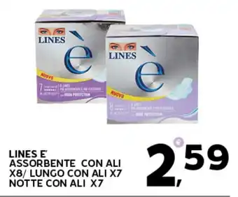 Extra Supermercati LINES E ASSORBENTE CON ALI X8/LUNGO CON ALI X7 NOTTE CON ALI X7 offerta
