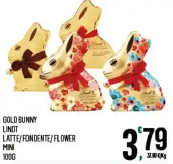 Despar GOLD BUNNY LINDT LATTE/FONDENTE/ FLOWER MINI 100 GOLD BUNNY offerta