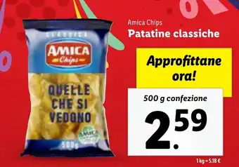 Lidl AMICA Chips- Patatine classiche 500 g confezione offerta