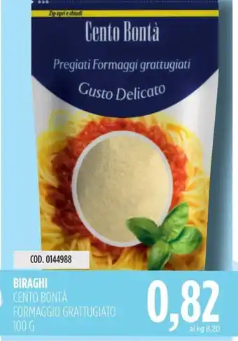 Carico Cash & Carry BIRAGHI CENTO BONTÀ FORMAGGIO GRATTUGIATO 100 G offerta