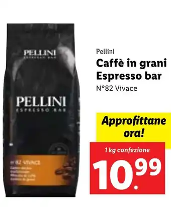 Lidl Pellini Caffè in grani Espresso bar N°82 Vivace 1 kg confezione offerta