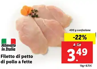 Lidl Filetto di petto di pollo a fette 400 g confezione offerta