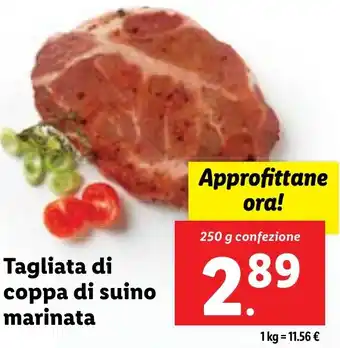 Lidl Tagliata di coppa di suino marinata 250 g confezione offerta