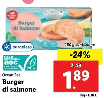 Lidl Ocean Sea Burger di salmone 160 g confezione offerta