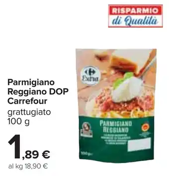 Carrefour Parmigiano Reggiano DOP Carrefour grattugiato 100 g offerta