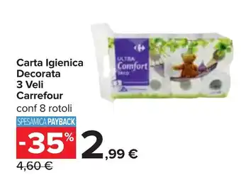 Carrefour Carta Igienica Decorata 3 Veli Carrefour conf 8 rotoli offerta